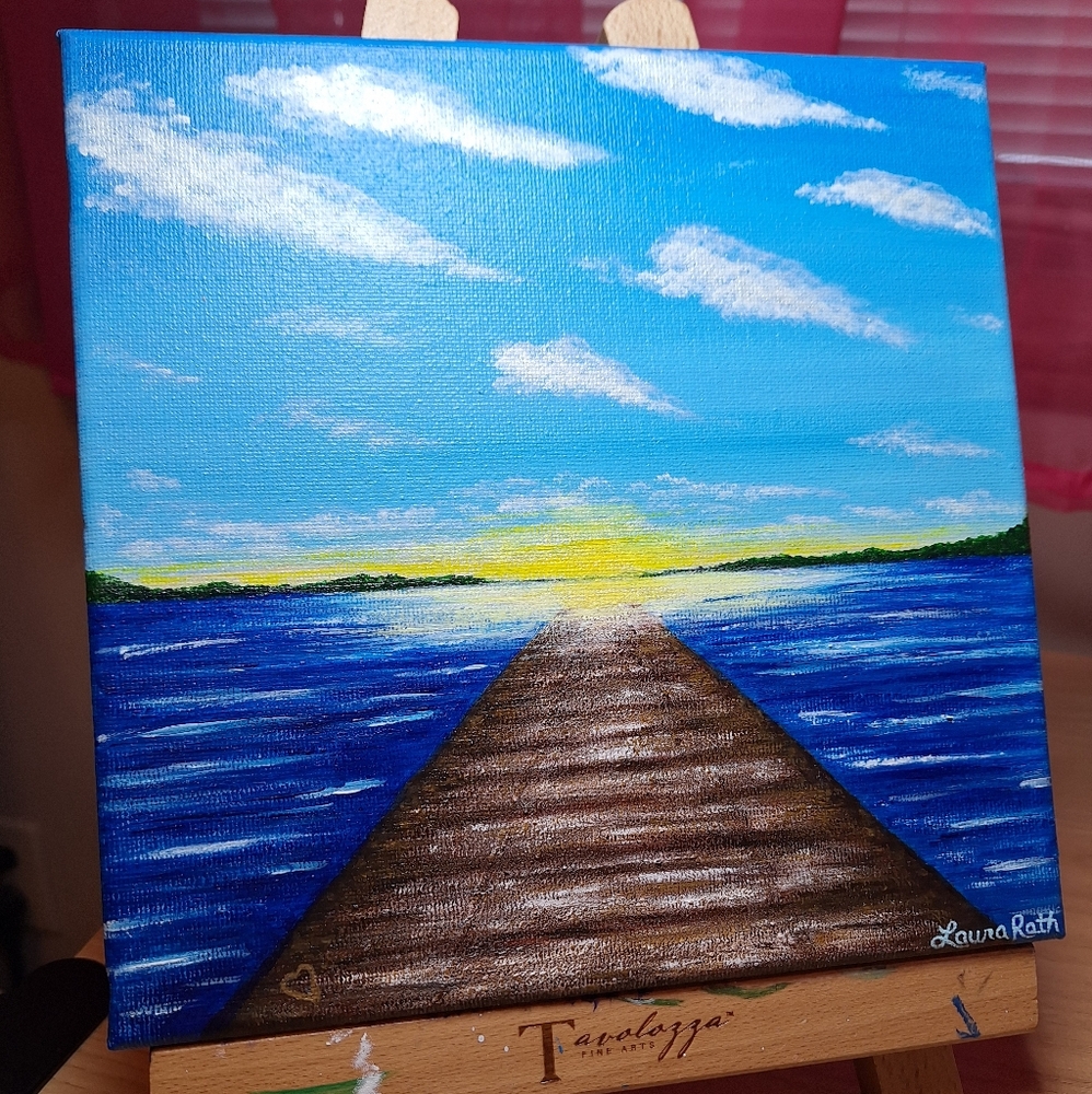 "Morning On the Lake" Hand-painted Canvas - Picture 7 of 12